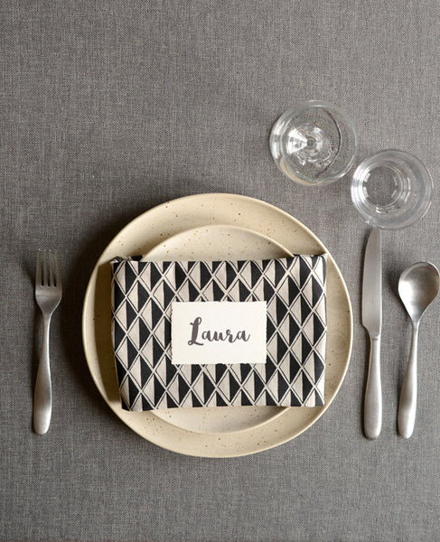 Black Diamond Linen Napkins - Cotton & Flax