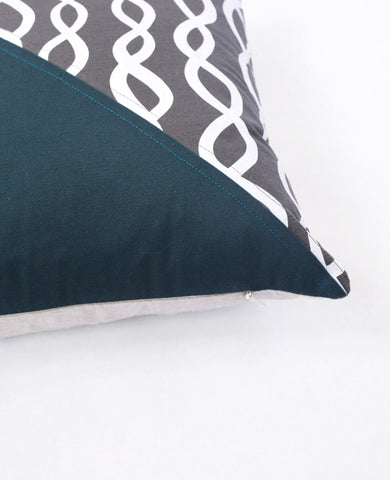 Grey and Spruce Patchwork Pillow - DNA pattern