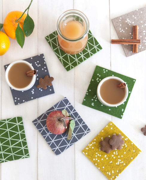 Colorful wool felt coasters
