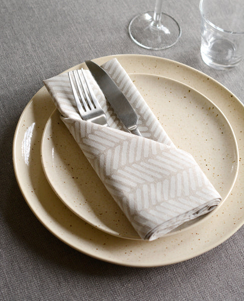 Linen dinner napkins from Cotton & Flax - Herringbone pattern