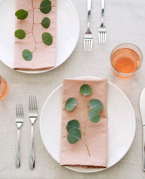 Blush Pink Linen Napkins - Made in California by Cotton & Flax