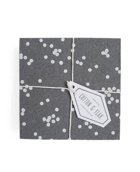 Confetti coasters packaged with twine and a Cotton & Flax tag