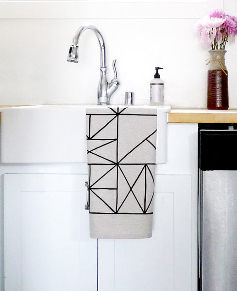 Patterned Linen Tea Towel - Cotton & Flax
