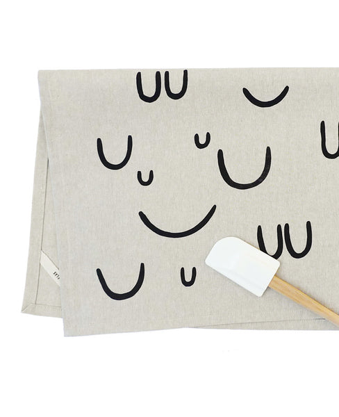 Patterned linen tea towel detail