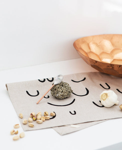 Patterned linen tea towel