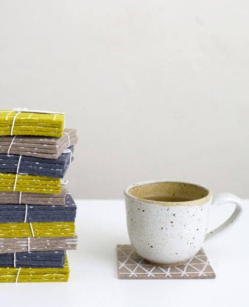 Patterned felt drink coasters