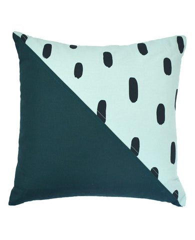 Diagonal pattern pillow from Cotton & Flax - Teal Brushstroke