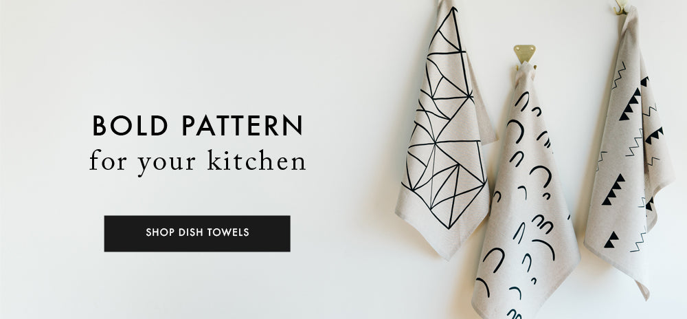 Cotton & Flax's modern kitchen towels feature bold patterns and