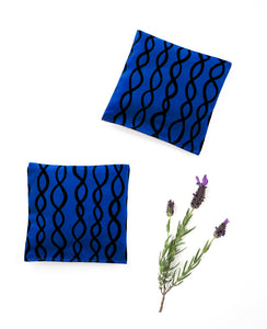 Lavender sachets - made with cobalt blue patterned fabric
