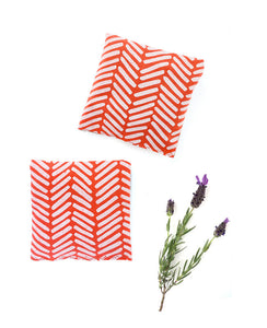 Lavender sachets - made with Poppy red chevron patterned fabric