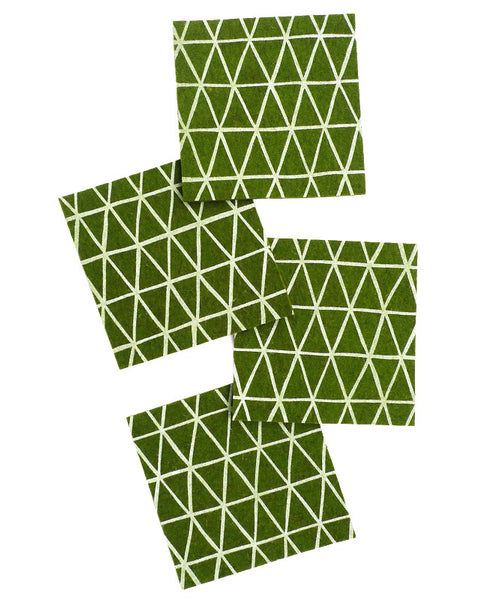 Forest green triangle coasters - Cotton & Flax