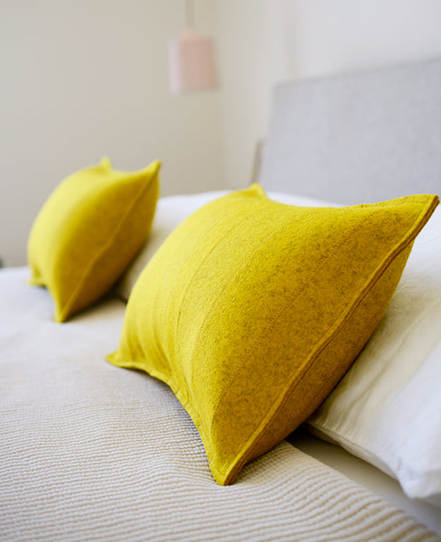 Wool felt lumbar pillow edges - made by Cotton & Flax