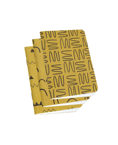 Set of three gold patterned notebooks — designed by Cotton & Flax