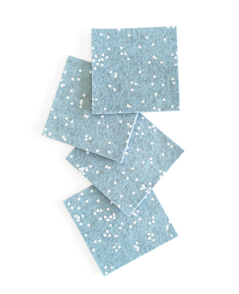Ice blue wool felt coasters - Set of four drink coasters designed by Cotton & Flax