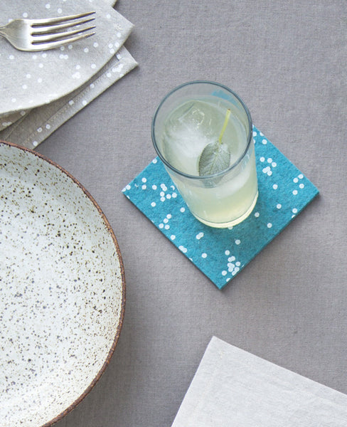 Teal Confetti Coasters - Cotton & Flax