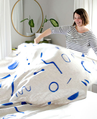 Stenciled Linen Throw Blanket Workshop