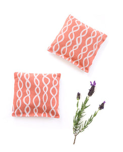 Lavender sachets - made with pastel orange patterned fabric