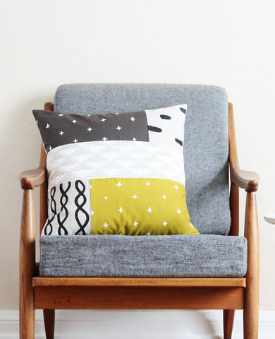 One of a kind Patchwork Pillow - Cotton & Flax