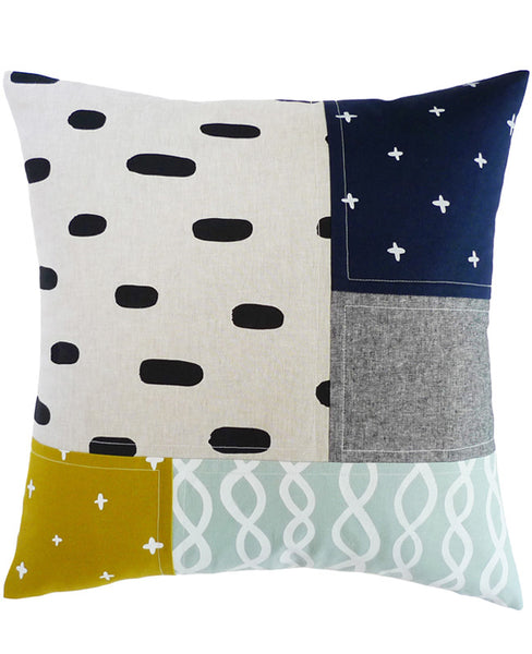 One of a kind Patchwork Pillow - Cotton & Flax