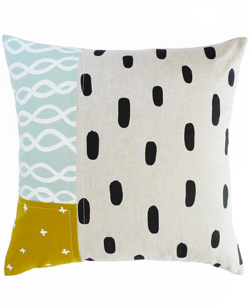 Patterned Linen Patchwork Pillow