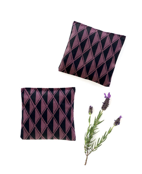 Lavender sachets - made from purple diamond patterned linen fabric from the Arroyo collection